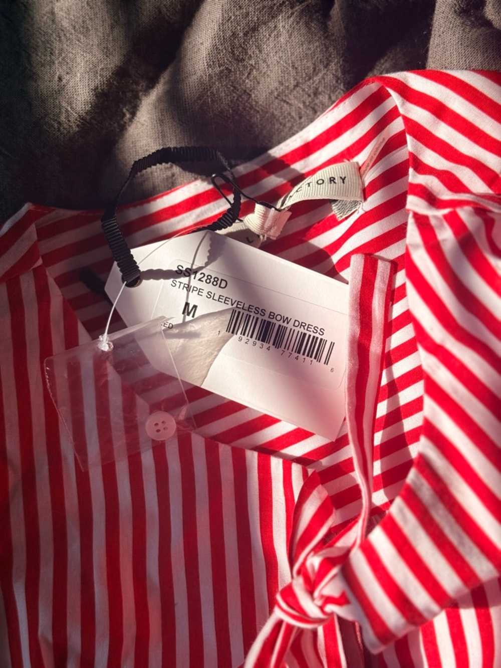English Factory Red & White Striped Tie-Front Puff Sleeve Mini Dress - Picture 6 of 10